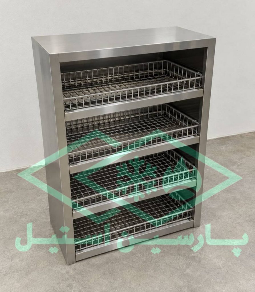 کابینت آبچکان استیل ۴ طبقه طول ۹۰